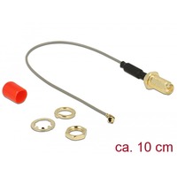 DeLOCK 89830 accessorio per antenna di rete Cavo di collegamento, Adattatore grigio/Oro, Cavo di collegamento, Grigio, RP-SMA, 0,1 m