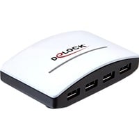 DeLOCK USB 3.0 External HUB 4 Port 5000 Mbit/s Nero, Bianco bianco/Nero, 5000 Mbit/s, Nero, Bianco, 5 V, 4 A, Windows 2000/XP/XP-64/Vista/Vista-64/7/7-64, Linux ex 2.6.31, Mac ex 10.5, USB 3.2 Gen 1 (3.1 Gen 1), Vendita al dettaglio