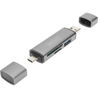 Digitus Dual Card Reader Hub USB-C™ / USB 3.0, OTG grigio, OTG, MicroSD (TransFlash), SD, Alluminio, 5000 Mbit/s, Alluminio, CE, USB 3.2 Gen 1 (3.1 Gen 1) Type-A/Type-C