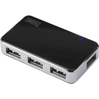 Digitus Hub 4 porte USB 2.0, Hub USB Nero/Argento, USB 2.0 Mini-B, USB 2.0, 480 Mbit/s, Nero, Argento, 0,66 m, Cina
