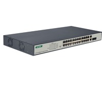 Digitus Switch Fast Ethernet PoE a 24 porte, Interruttore Nero, Non gestito, Fast Ethernet (10/100), Supporto Power over Ethernet (PoE), Montaggio rack, 1U