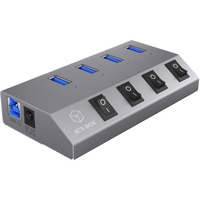 ICY BOX IB-HUB1405 USB 3.2 Gen 1 (3.1 Gen 1) Type-B 5000 Mbit/s Antracite argento, USB 3.2 Gen 1 (3.1 Gen 1) Type-B, USB 3.2 Gen 1 (3.1 Gen 1) Type-A, 5000 Mbit/s, Antracite, Alluminio, Attività, Potenza