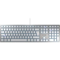 CHERRY KC 6000 Slim tastiera Universale USB AZERTY Francese Argento, Bianco argento, Full-size (100%), Cablato, USB, AZERTY, Argento, Bianco