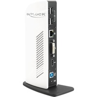DeLOCK 87568 replicatore di porte e docking station per notebook Cablato Nero, Bianco bianco/Nero, Cablato, USB tipo A, USB di tipo B, 10,100,1000 Mbit/s, Nero, Bianco, USB, 1.6 GHz, 30GB HDD