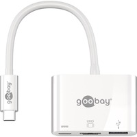 goobay 62104 hub di interfaccia USB tipo-C 5000 Mbit/s Bianco, Adattatore bianco, USB tipo-C, HDMI, USB 3.2 Gen 1 (3.1 Gen 1) Type-A, USB tipo-C, 5000 Mbit/s, 60 Hz, 3840 x 2160 Pixel, Bianco