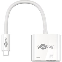 goobay 62110 replicatore di porte e docking station per notebook Cablato USB 3.2 Gen 1 (3.1 Gen 1) Type-C Bianco, Adattatore bianco, Cablato, USB 3.2 Gen 1 (3.1 Gen 1) Type-C, Bianco, 60 Hz, HDMI, USB 3.2 Gen 1 (3.1 Gen 1) Type-C, Acrilonitrile butadiene stirene (ABS), Cloruro di polivinile (PVC)