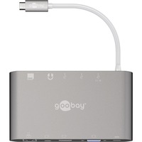 goobay 62113 replicatore di porte e docking station per notebook Cablato USB 3.2 Gen 1 (3.1 Gen 1) Type-C Argento argento, Cablato, USB 3.2 Gen 1 (3.1 Gen 1) Type-C, 60 W, 1000 Mbit/s, Argento, MicroSD (TransFlash), MicroSDHC, MicroSDXC, SD, SDHC, SDXC