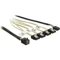 DeLOCK 1m, Mini SAS HD SFF-8643/4xSATA 7p Nero, Argento, Giallo, Cavo Nero, Mini SAS HD SFF-8643/4xSATA 7p, 1 m, Mini SAS HD SFF-8643, 4 x SATA 7p, Maschio/Femmina, Nero, Argento, Giallo