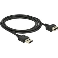 DeLOCK 2m 2xUSB2.0-A cavo USB USB 2.0 USB A Nero, Cavo di prolunga Nero, 2 m, USB A, USB A, USB 2.0, Maschio/Femmina, Nero