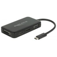 DeLOCK 63929 hub di interfaccia USB 2.0 Type-C Nero, Adattatore Nero, USB 2.0 Type-C, DVI-I, DisplayPort, HDMI, VGA, 3840 x 2160 Pixel, Nero, 0,15 m, Cina