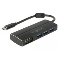 DeLOCK 63932 hub di interfaccia USB 3.2 Gen 1 (3.1 Gen 1) Type-C 5000 Mbit/s Nero, Hub USB Nero, USB 3.2 Gen 1 (3.1 Gen 1) Type-C, USB 3.2 Gen 1 (3.1 Gen 1) Type-A, 5000 Mbit/s, Nero, Alluminio, 0,15 m