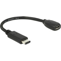 DeLOCK 65578 cavo USB 0,15 m USB 2.0 USB C Micro-USB B Nero, Adattatore Nero, 0,15 m, USB C, Micro-USB B, USB 2.0, Maschio/Femmina, Nero