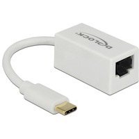 DeLOCK 65906 scheda di interfaccia e adattatore RJ-45 bianco, USB tipo-C, RJ-45, RJ-45, Bianco, 0,135 m, Attività, Potenza