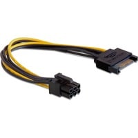 DeLOCK 82924 cavo di alimentazione interno 0,21 m 0,21 m, SATA, PCI-E, Maschio, Maschio, Nero, Giallo