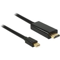 DeLOCK 83699 cavo e adattatore video 2 m Mini DisplayPort HDMI Nero Nero, 2 m, Mini DisplayPort, HDMI, Maschio, Maschio, Oro