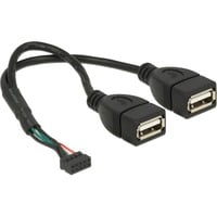 DeLOCK 84933 cavo USB 0,2 m USB 2.0 2 x USB A Nero, Cavo a Y Nero, 0,2 m, 2 x USB A, USB 2.0, 480 Mbit/s, Nero