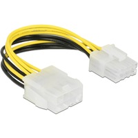 DeLOCK 85451 cavo di alimentazione interno 0,15 m, Cavo di prolunga Nero/Giallo, 0,15 m, 8-pin EPS12V, 8-pin EPS12V, Maschio, Femmina, Dritto