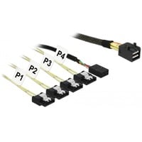 DeLOCK 85732 cavo Serial Attached SCSI (SAS) 1 m Nero, Verde, Adattatore Nero, 1 m, Mini SAS HD SFF-8643, 4x SATA 6 Gb/s 7 Pin + 8 pin sideband, Dritto, Dritto, Maschio/Femmina