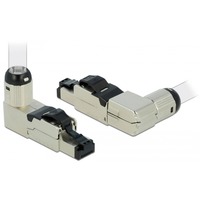 DeLOCK 86289 cavo di collegamento 1 x RJ-45 Grigio, Presa 1 x RJ-45, Grigio, Maschio, Ad angolo, Zinco, Cat6a