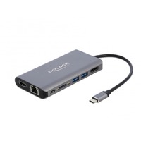 DeLOCK 87683 replicatore di porte e docking station per notebook Cablato USB 3.2 Gen 1 (3.1 Gen 1) Type-C Grigio grigio, Cablato, USB 3.2 Gen 1 (3.1 Gen 1) Type-C, 10,100,1000 Mbit/s, Grigio, SD, SDHC, SDXC, 4K Ultra HD