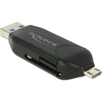 DeLOCK 91734 lettore di schede USB/Micro-USB Nero Nero, Memory Stick (MS), MicroSD (TransFlash), MicroSDHC, MicroSDXC, MMC, SD, SDHC, SDXC, Nero, USB/Micro-USB, 21 mm, 64,5 mm, 11 mm