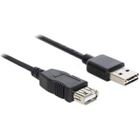 DeLOCK EASY-USB 2.0-A - USB 2.0-A, 1m cavo USB USB A Nero, Cavo di prolunga Nero, 1m, 1 m, USB A, USB A, USB 2.0, Maschio/Femmina, Nero