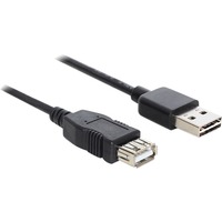 DeLOCK EASY-USB 2.0-A - USB 2.0-A, 3m cavo USB USB A Nero, Cavo di prolunga Nero, 3m, 3 m, USB A, USB A, USB 2.0, Maschio/Femmina, Nero