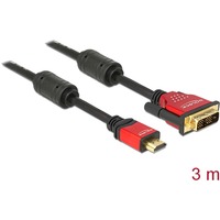 DeLOCK HDMI - DVI Cable 3.0m male / male 3 m DVI-D Nero, 3 m, HDMI, DVI-D, 5,1 Gbit/s, Maschio/Maschio