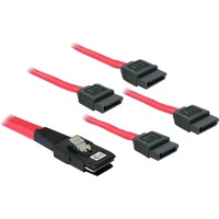 DeLOCK Sata 4x 1m cavo SCSI Rosso, Adattatore rosso, Rosso, 1 m, Maschio/Femmina