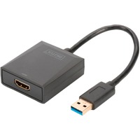 Digitus Adattatore da USB 3.0 a HDMI Nero, 1920 x 1080 Pixel, 1080p, Nero, Blister, 220 mm, 160 mm