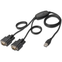 Digitus Cavo ® da USB 2.0 a 2x RS232 Nero, Nero, 1,5 m, USB tipo A, DB-9, Maschio, Maschio
