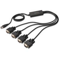 Digitus Cavo ® da USB 2.0 a 4xRS232 Nero, Nero, 1,5 m, USB tipo A, DB-9, Maschio, Maschio