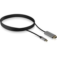 ICY BOX IB-CB020-C 1,8 m HDMI USB tipo-C Argento Nero, 1,8 m, HDMI, USB tipo-C, Maschio, Maschio, Dritto