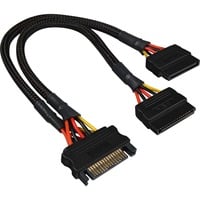 Sharkoon 15Pin SATA > 2x 15Pin SATA, Cavo a Y Nero