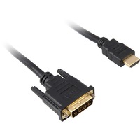 Sharkoon 1m, HDMI/DVI-D Nero, Cavo Nero, HDMI/DVI-D, 1 m, HDMI, DVI-D, Maschio, Maschio, 1920 x 1080 Pixel