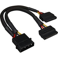 Sharkoon 4Pin 5,25" > 2x 15Pin SATA, Adattatore Nero