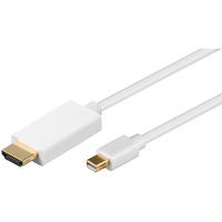 goobay 2m Mini DisplayPort - HDMI Cable Bianco, Adattatore bianco, 2 m, Mini DisplayPort, HDMI, Oro, Bianco, Maschio/Maschio