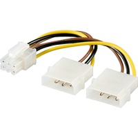 goobay PI1919 cavo di alimentazione interno 0,2 m Nero/Giallo, 0,2 m, Molex (4-pin), PCI-E (6-pin), Maschio, Femmina, Dritto