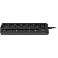 Brennenstuhl 1153110116 prolunghe e multiple 2 m 6 presa(e) AC Interno Nero, Ciabatta Nero, 2 m, 6 presa(e) AC, Interno, IP20, Nero, 16 A