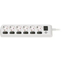 Brennenstuhl 1153110126 prolunghe e multiple 2 m 6 presa(e) AC Interno Bianco, Ciabatta bianco, 2 m, 6 presa(e) AC, Interno, Gestito, IP20, Bianco