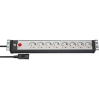 Brennenstuhl 1156057128 prolunghe e multiple 3 m 8 presa(e) AC Interno Nero, Ciabatta Nero/Grigio chiaro, 3 m, 8 presa(e) AC, Interno, Gestito, Nero, 90 mm
