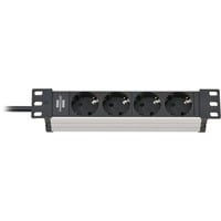 Brennenstuhl 1390007004 prolunghe e multiple 2 m 4 presa(e) AC Interno Nero, Argento, Ciabatta Nero/Argento, 2 m, 4 presa(e) AC, Interno, IP20, Nero, Argento, 85 mm