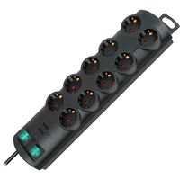 Brennenstuhl BN-1153300120 Prolunghe elettriche, Ciabatta Nero, 2 m, 10 presa(e) AC, Plastica, Nero, 250 V, 50 - 60 Hz