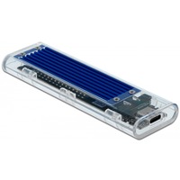 DeLOCK 42620 contenitore di unità di archiviazione Box esterno SSD Blu M.2 trasparente, Box esterno SSD, M.2, M.2, 10 Gbit/s, Collegamento del dispositivo USB, Blu