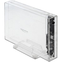 DeLOCK 42623 contenitore di unità di archiviazione Box esterno HDD/SSD Trasparente 2.5/3.5", Disk enclosure trasparente, Box esterno HDD/SSD, 2.5/3.5", Serial ATA III, Hot-swap, Collegamento del dispositivo USB, Trasparente