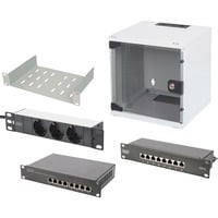 Digitus Set di rete 254 mm (10"), IT armadio grigio chiaro, Da parete, 30 kg, Lucchetti, Grigio