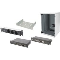 Digitus Set di rete 254 mm (10"), IT armadio grigio, Da parete, 30 kg, Lucchetti, Grigio