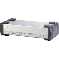 ATEN Splitter DVI/Audio 2-porte DVI, 2x DVI-I, 1920 x 1200 Pixel, Nero, Argento, Metallo, Full HD