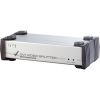 ATEN Splitter DVI/Audio 4-porte DVI, 4x DVI-I, 1920 x 1200 Pixel, Nero, Argento, Metallo, Full HD