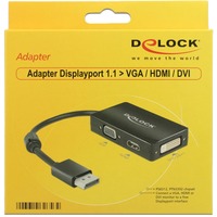 DeLOCK 0.16m DisplayPort/VGA+HDMI+DVI 0,16 m VGA (D-Sub)+ HDMI + DVI Nero Nero, 0,16 m, DisplayPort, VGA (D-Sub)+ HDMI + DVI, Maschio, Femmina, 1920 x 1200 Pixel